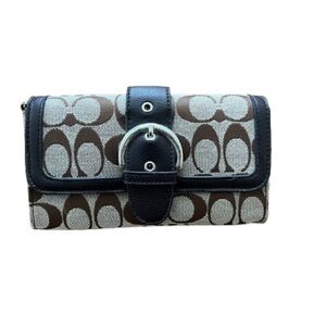 Coach Black and Brown Signature Wallet